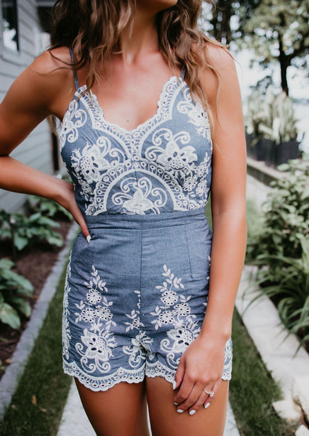 Dream On Embroidered Romper