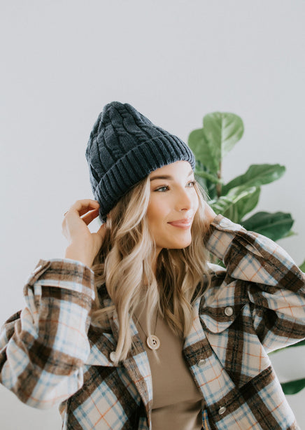 Levi Cable Knit Cuffed Beanie