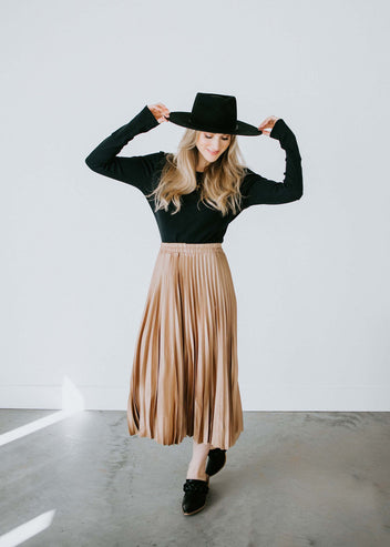 Kirstyn Pleated Satin Skirt