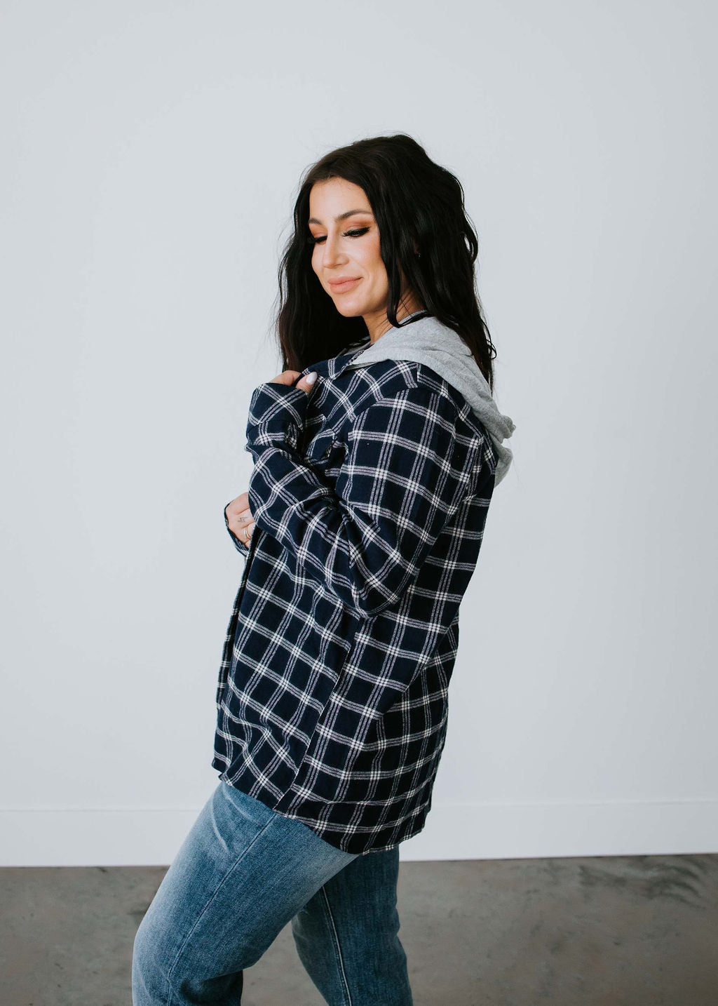 Flannel over hoodie discount girl