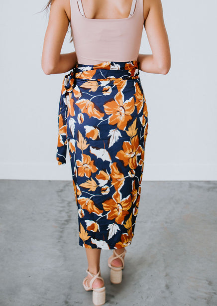 Thriving Floral Wrap Skirt