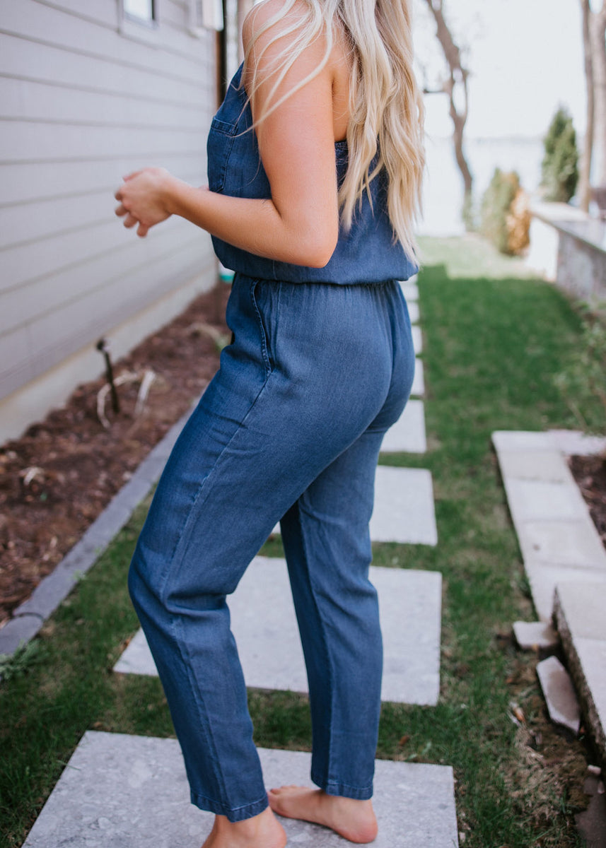 Everyday Ease Denim Jumpsuit Lauriebelles
