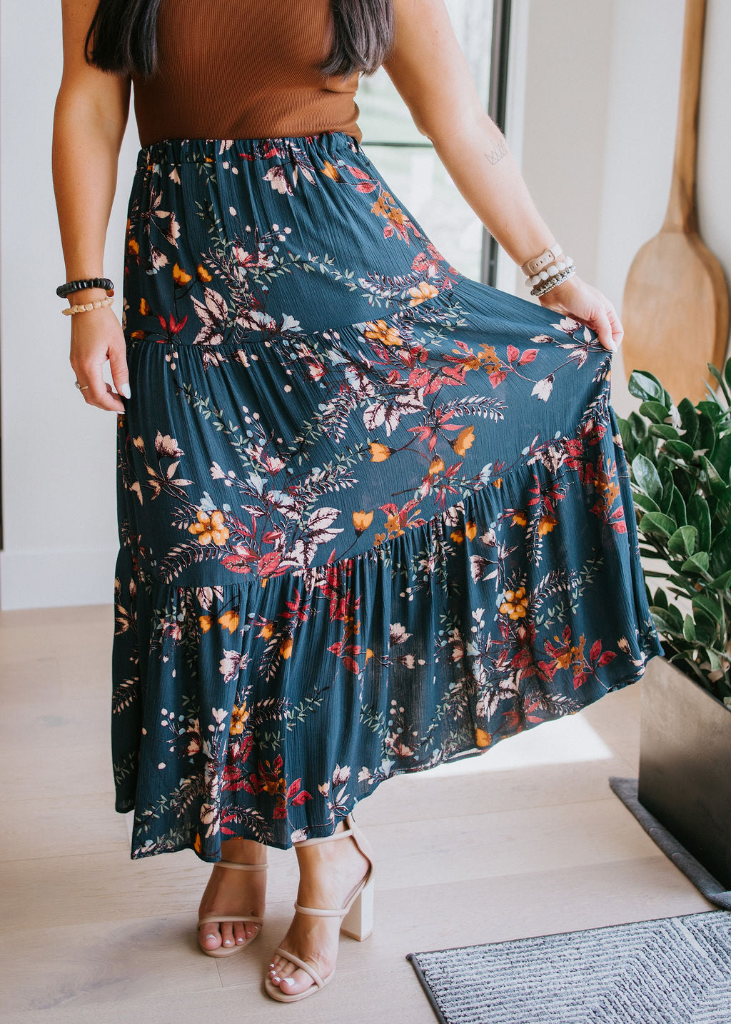 image of Suni Floral Tiered Maxi Skirt