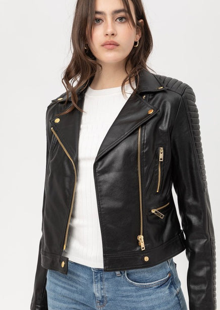 Carmichael Faux Leather Moto Jacket – Lauriebelles