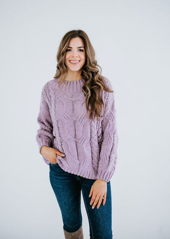 Jennet Chenille Cable Knit Sweater FINAL SALE