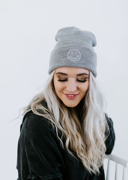 Smiley Embroidered Beanie