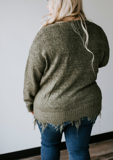 Curvy Danna Distressed Sweater