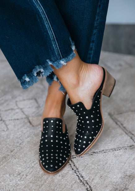 Cara Studded Mules  Stacked Heel Mules with Studs – Lauriebelles