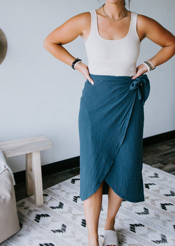 Jaylynn Wrap Midi Skirt FINAL SALE